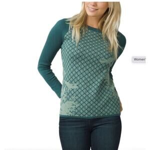 prAna Teal Geometric Knit Thermal Sweater Women’s Small EUC